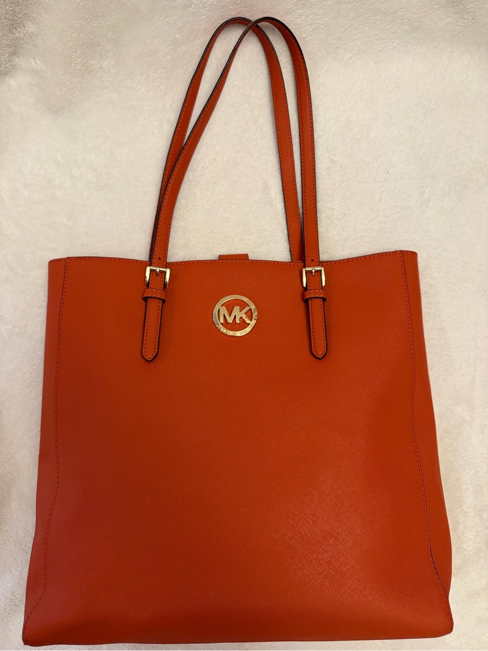 Michael Kors Fulton Large Tote Bag Burnt Orange Saffiano Leather